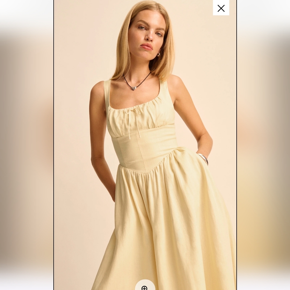 Reformation Balia Linen Dress Yellow - Size 10